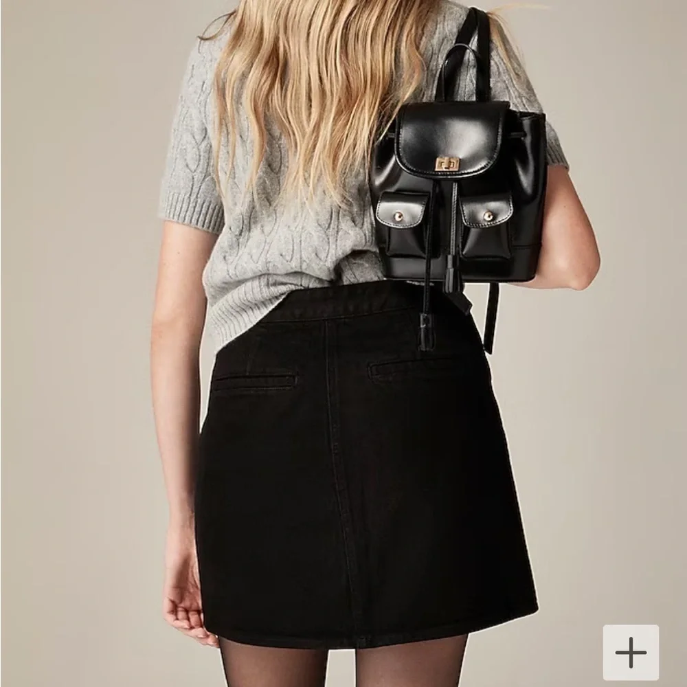 J crew black rinse Button-front denim mini skirt